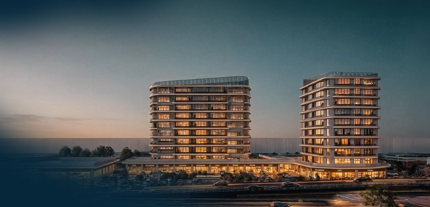 Meridian Office — Konya Selçuklu ikiz kule ofis projesi render görseli